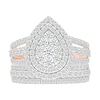 1.95 CT. T.W. Pear-Shaped Multi-Diamond Double Frame Triple Row Split Shank Bridal Set in 10K Rose Gold