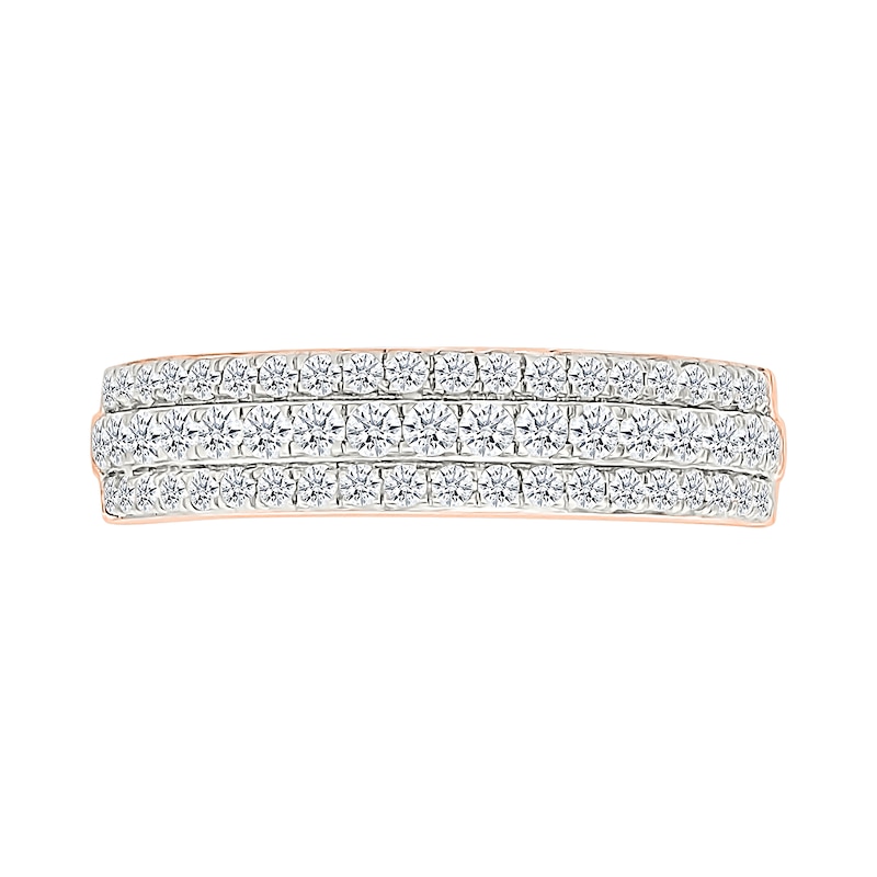 1.95 CT. T.W. Pear-Shaped Multi-Diamond Double Frame Triple Row Split Shank Bridal Set in 10K Rose Gold