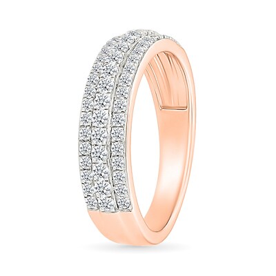 1.95 CT. T.W. Pear-Shaped Multi-Diamond Double Frame Triple Row Split Shank Bridal Set in 10K Rose Gold