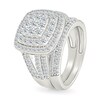 Thumbnail Image 2 of 1.45 CT. T.W. Cushion-Shaped Multi-Diamond Double Frame Multi-Row Split Shank Bridal Set in 10K White Gold