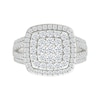 Thumbnail Image 3 of 1.45 CT. T.W. Cushion-Shaped Multi-Diamond Double Frame Multi-Row Split Shank Bridal Set in 10K White Gold