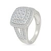 Thumbnail Image 4 of 1.45 CT. T.W. Cushion-Shaped Multi-Diamond Double Frame Multi-Row Split Shank Bridal Set in 10K White Gold