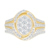 Thumbnail Image 1 of 1.23 CT. T.W. Oval-Shaped Multi-Diamond Swirl Frame Triple Row Shank Bridal Set in 10K Gold