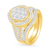 Thumbnail Image 2 of 1.23 CT. T.W. Oval-Shaped Multi-Diamond Swirl Frame Triple Row Shank Bridal Set in 10K Gold