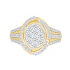 Thumbnail Image 3 of 1.23 CT. T.W. Oval-Shaped Multi-Diamond Swirl Frame Triple Row Shank Bridal Set in 10K Gold