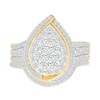 Thumbnail Image 1 of 1.23 CT. T.W. Pear-Shaped Multi-Diamond Swirl Frame Triple Row Shank Bridal Set in 10K Gold