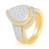 Thumbnail Image 2 of 1.23 CT. T.W. Pear-Shaped Multi-Diamond Swirl Frame Triple Row Shank Bridal Set in 10K Gold