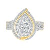 Thumbnail Image 3 of 1.23 CT. T.W. Pear-Shaped Multi-Diamond Swirl Frame Triple Row Shank Bridal Set in 10K Gold