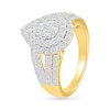 Thumbnail Image 4 of 1.45 CT. T.W. Pear-Shaped Multi-Diamond Double Frame Multi-Row Split Shank Bridal Set in 10K Gold