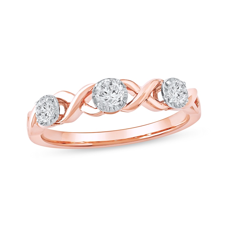 Main Image 1 of 0.33 CT. T.W. Diamond "XO" Anniversary Band in 10K Rose Gold