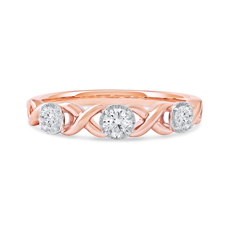 Main Image 3 of 0.33 CT. T.W. Diamond "XO" Anniversary Band in 10K Rose Gold