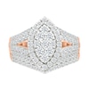 1.45 CT. T.W. Marquise-Shaped Multi-Diamond Frame Multi-Row Split Shank Bridal Set in 10K Rose Gold