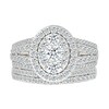 Thumbnail Image 1 of 1.45 CT. T.W. Oval-Shaped Multi-Diamond Frame Multi-Row Split Shank Bridal Set in 10K White Gold