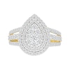 Thumbnail Image 3 of 1.95 CT. T.W. Pear-Shaped Multi-Diamond Double Frame Triple Row Split Shank Bridal Set in 10K Gold