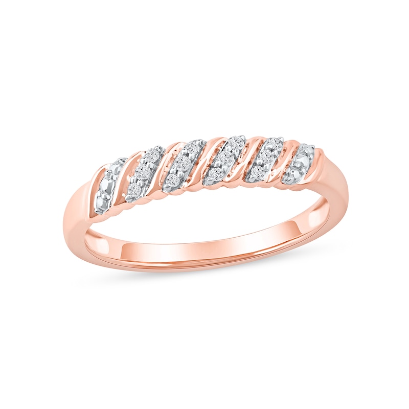 0.07 CT. T.W. Diamond "S" Curve Anniversary Band in 10K Rose Gold