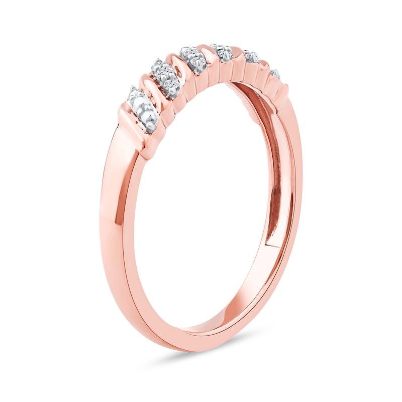 Main Image 2 of 0.07 CT. T.W. Diamond "S" Curve Anniversary Band in 10K Rose Gold