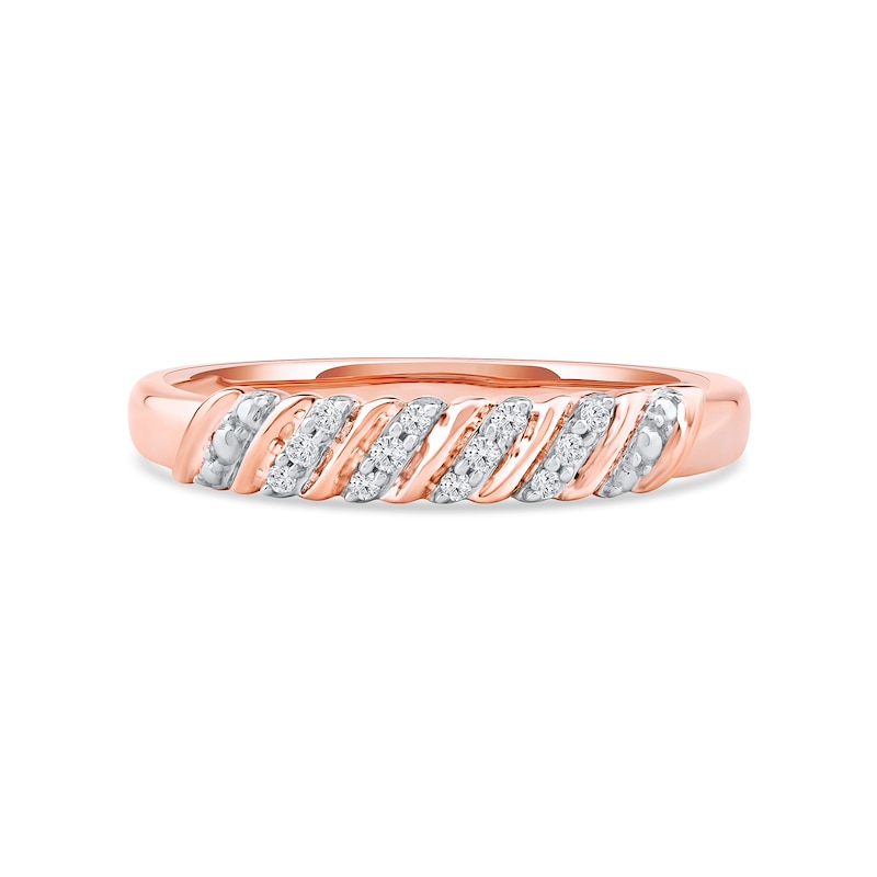 Main Image 3 of 0.07 CT. T.W. Diamond "S" Curve Anniversary Band in 10K Rose Gold