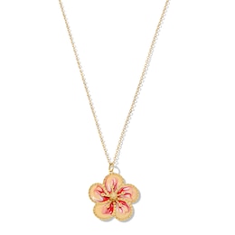 Enamel Flower Pendant in Solid 10K Gold