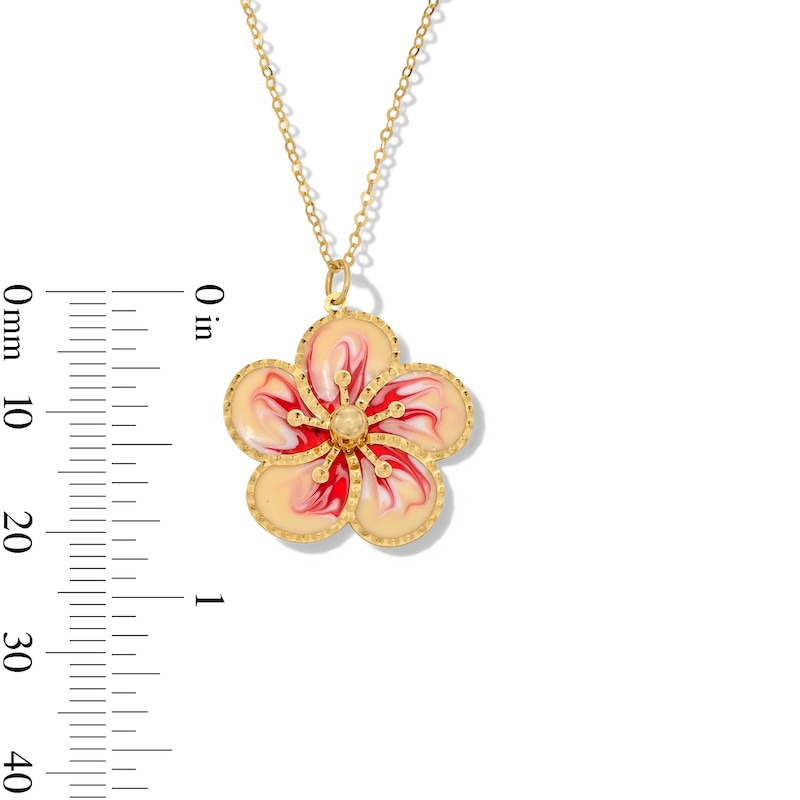 Main Image 3 of Enamel Flower Pendant in Solid 10K Gold