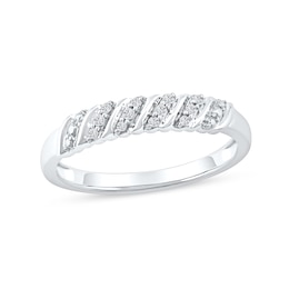 0.07 CT. T.W. Diamond "S" Curve Anniversary Band in 10K White Gold