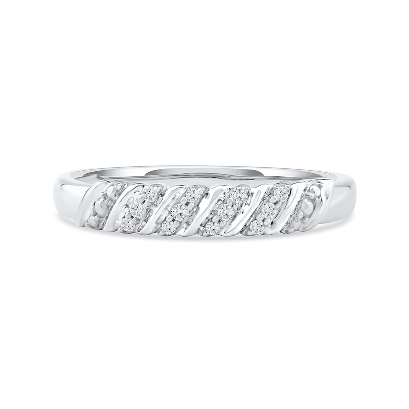 Main Image 3 of 0.07 CT. T.W. Diamond "S" Curve Anniversary Band in 10K White Gold