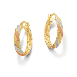 19.0mm Twist Hoop Earrings in Hollow 10K Tri-Tone Gold