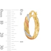 Thumbnail Image 3 of 19.0mm Twist Hoop Earrings in Hollow 10K Tri-Tone Gold