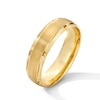 6.0mm Multi-Finish Bevelled Edge Engravable Wedding Band in 10K Gold (1 Line)
