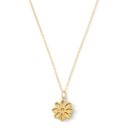 Diamond-Cut Flower Pendant in Solid 10K Gold