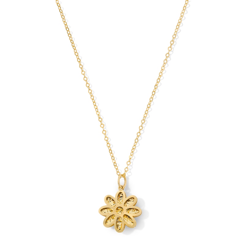 Main Image 1 of Diamond-Cut Flower Pendant in Solid 10K Gold