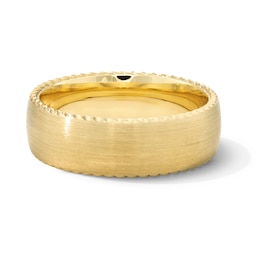 7.0mm Satin Scallop Edge Engravable Wedding Band in 10K Gold (1 Line)