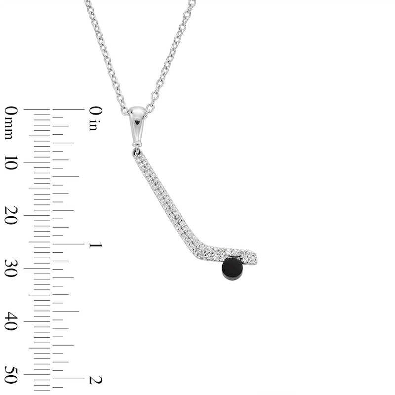 Main Image 2 of 0.20 CT. T.W. Diamond Hockey Stick and Puck Necklace Charm in 10K White Gold