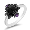 Thumbnail Image 1 of Disney Treasures Hocus Pocus Onyx, Amethyst with 0.145 CT. T.W. Black and White Diamond Ring in Sterling Silver