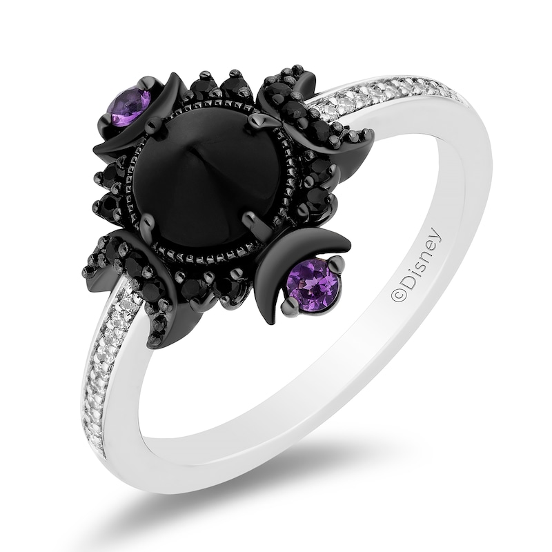 Main Image 1 of Disney Treasures Hocus Pocus Onyx, Amethyst with 0.145 CT. T.W. Black and White Diamond Ring in Sterling Silver