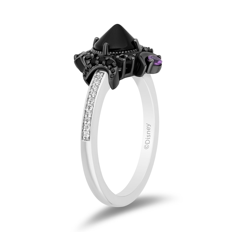 Main Image 2 of Disney Treasures Hocus Pocus Onyx, Amethyst with 0.145 CT. T.W. Black and White Diamond Ring in Sterling Silver
