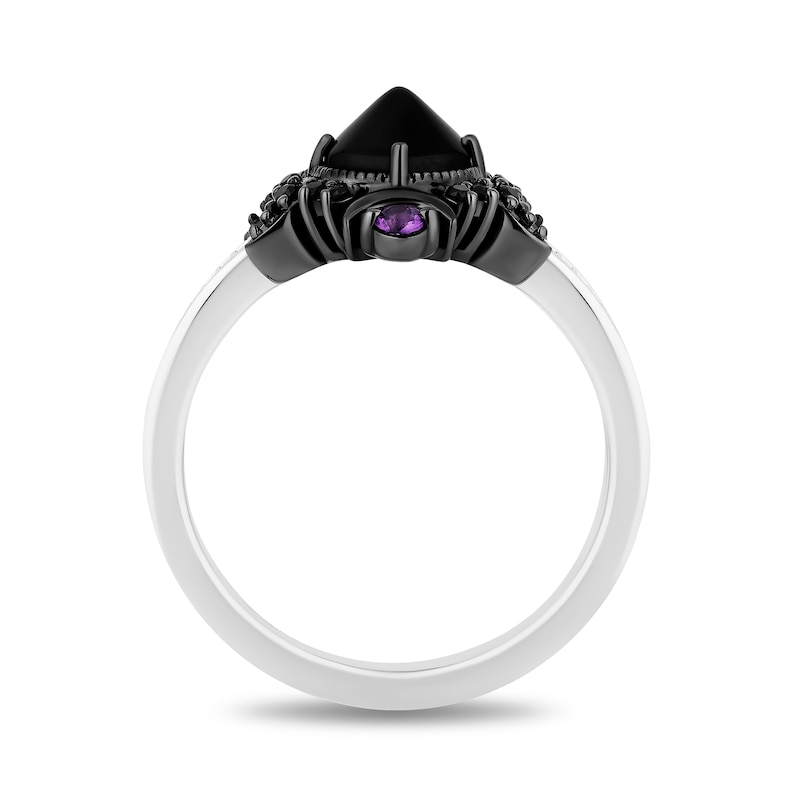 Main Image 3 of Disney Treasures Hocus Pocus Onyx, Amethyst with 0.145 CT. T.W. Black and White Diamond Ring in Sterling Silver