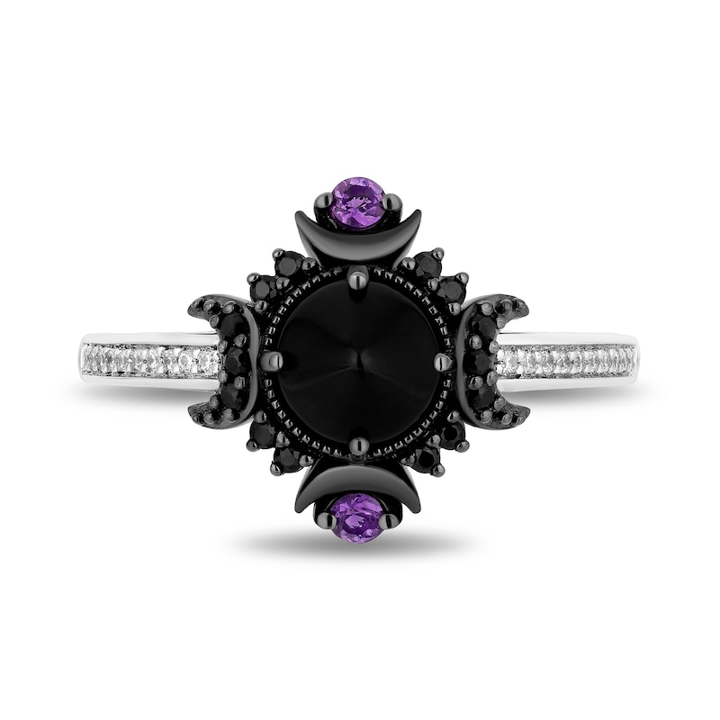 Main Image 4 of Disney Treasures Hocus Pocus Onyx, Amethyst with 0.145 CT. T.W. Black and White Diamond Ring in Sterling Silver