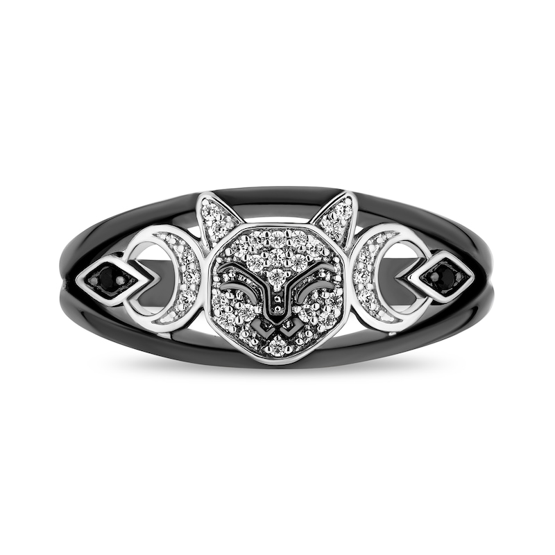 Main Image 4 of Disney Treasures Hocus Pocus 0.065 CT. T.W. Black and White Diamond Cat Ring in Sterling Silver and Black Rhodium