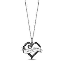 Disney Treasures The Nightmare Before Christmas Black Diamond Spiral Heart Pendant in Sterling Silver and Black Rhodium