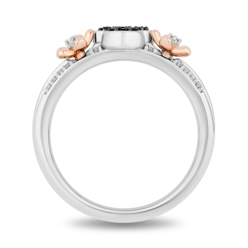 Main Image 3 of Disney Treasures Mickey Mouse 0.145 CT. T.W. Black and White Diamond Flower Ring in Sterling Silver and 10K Rose Gold