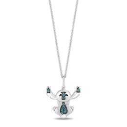 Disney Treasures Lilo & Stitch London Blue Topaz and Diamond Accent Pendant in Sterling Silver - 19”