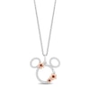 Thumbnail Image 1 of Disney Treasures Mickey Mouse Garnet and Diamond Flower Silhouette Pendant in Sterling Silver and 10K Rose Gold - 19”