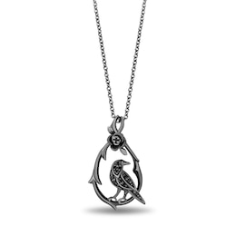 Enchanted Disney Villains Maleficent 0.085 CT. T.W. Black Diamond Raven Pendant in Black Sterling Silver - 19"