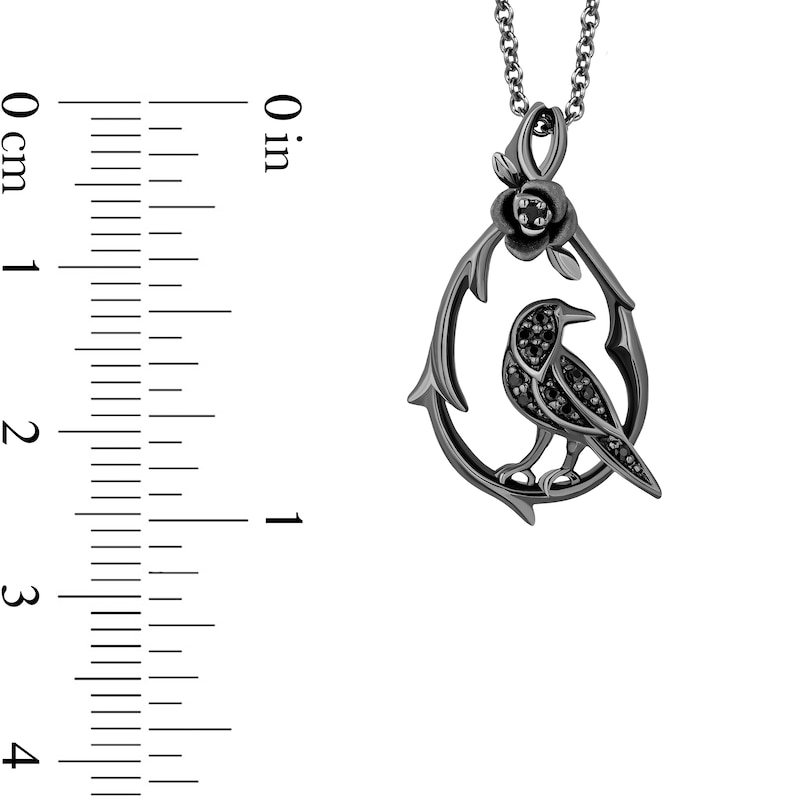 Enchanted Disney Villains Maleficent 0.085 CT. T.W. Black Diamond Raven Pendant in Black Sterling Silver - 19"