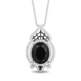 Disney Treasures The Nightmare Before Christmas Oval Onyx and 0.18 CT. T.W. Diamond Web Pendant in Sterling Silver - 19”