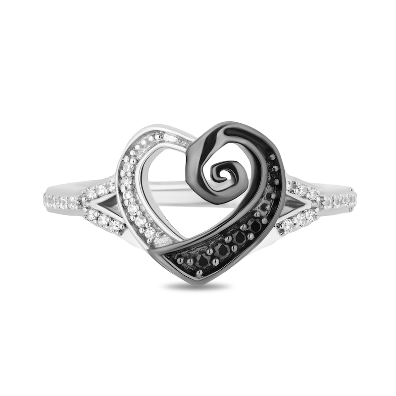 Main Image 4 of Disney Treasures The Nightmare Before Christmas Black and White Diamond Heart Ring in Sterling Silver and Black Rhodium