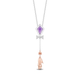 Disney Treasures Winnie the Pooh Amethyst and Diamond Accent Eeyore Necklace in Sterling Silver and 10K Rose Gold