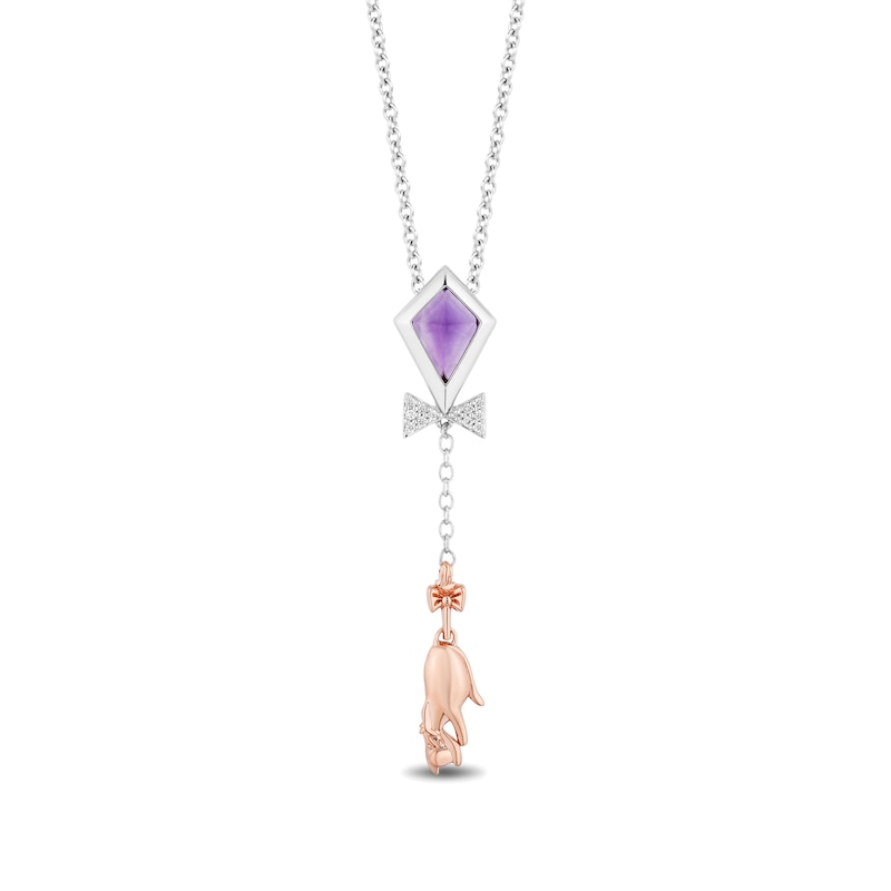 Disney Treasures Winnie the Pooh Amethyst and Diamond Accent Eeyore Necklace in Sterling Silver and 10K Rose Gold