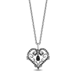 Disney Treasures The Nightmare Before Christmas Onyx and Black Diamond Heart Pendant in Sterling Silver - 19"