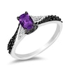 Thumbnail Image 1 of Disney Treasures The Nightmare Before Christmas Cushion-Cut Amethyst and 0.065 CT. T.W. Diamond Ring in Sterling Silver
